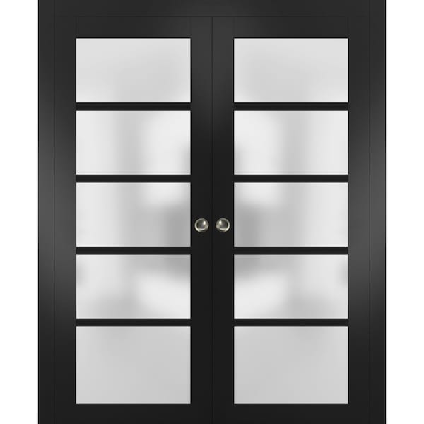 Sartodoors Double Pocket Interior Door, 36" x 84", Black QUADRO4002DP-BLK-3684 - main